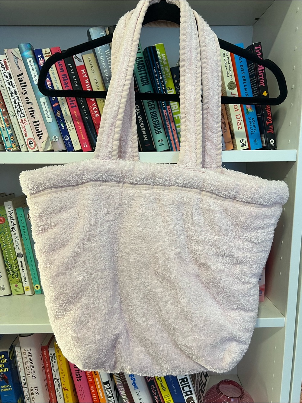 Terry Plush Tote Bag in Light Baby Pink